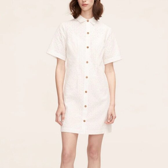Rebecca Taylor Dresses & Skirts - Rebecca Taylor Lea Eyelet Mini Shirt Dress Size 0 Full Moon White